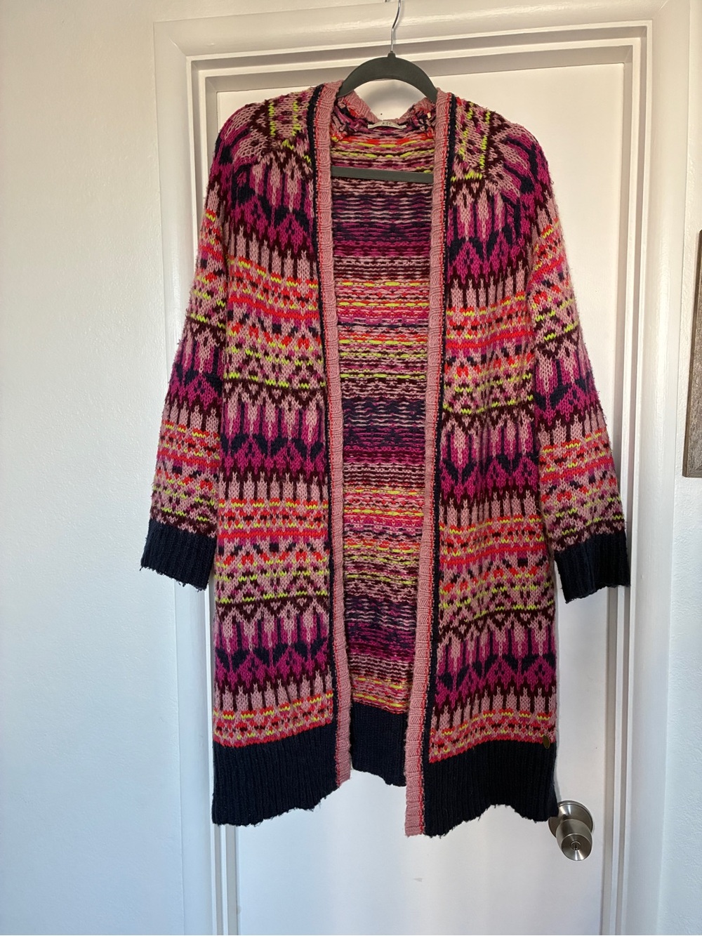 EDC by Esprit Open-Front Multicolor Fair Isle Cardigan Sweater